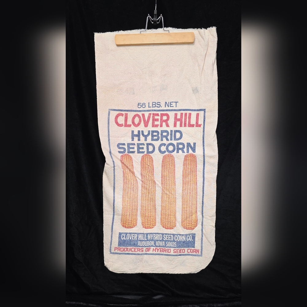 Corn Bag Sack Cloth Bag,‎  CLOVER HILL HYBRID SEED CORN CO., Vintage Bag 5